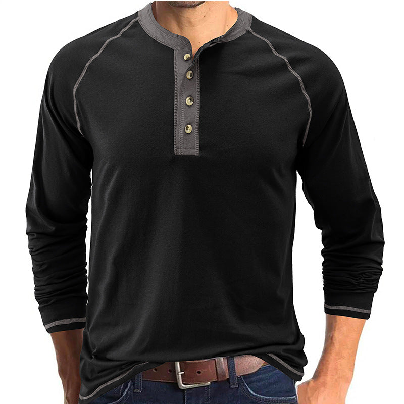 Modisches Baumwoll-T-Shirt mit Henley-Kragen