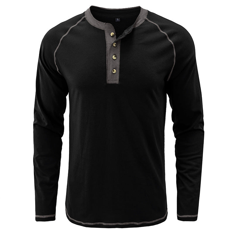 Fashion Cotton Henley Collar T-Shirt