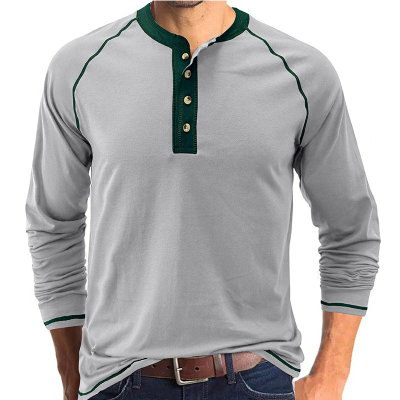 Modisches Baumwoll-T-Shirt mit Henley-Kragen