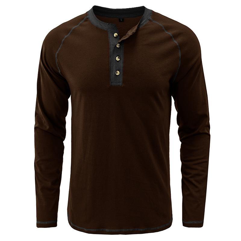 Cotton Henley Collar T-Shirt