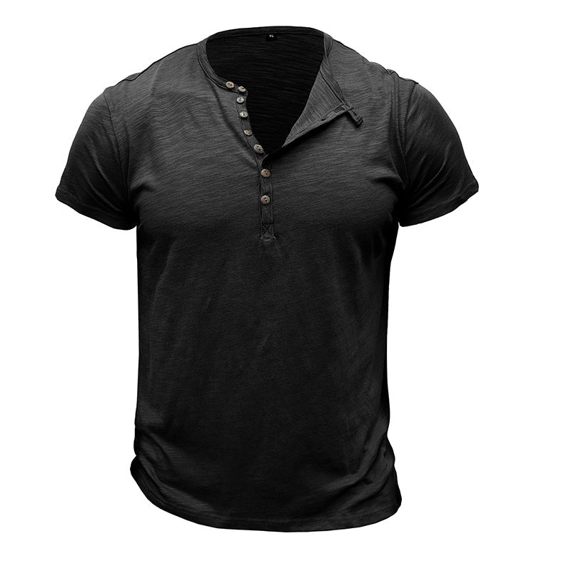 Short Sleeve Cotton Henley