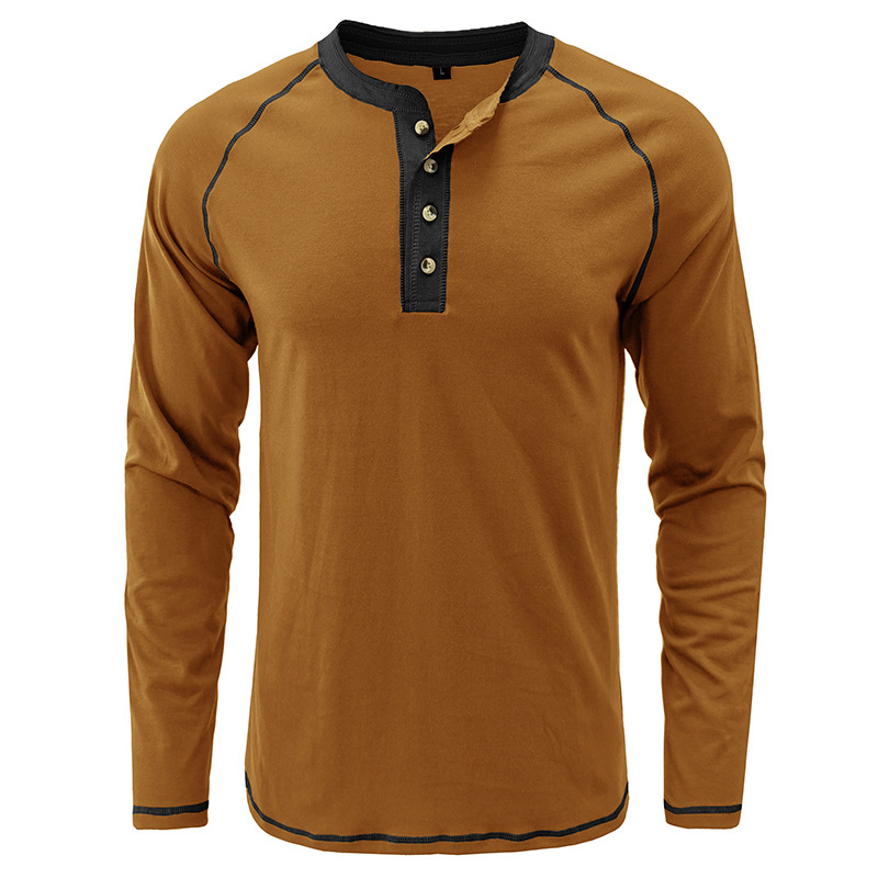 Cotton Henley Collar T-Shirt