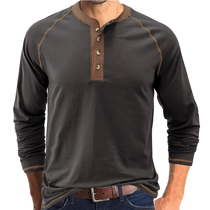 Fashion Cotton Henley Collar T-Shirt