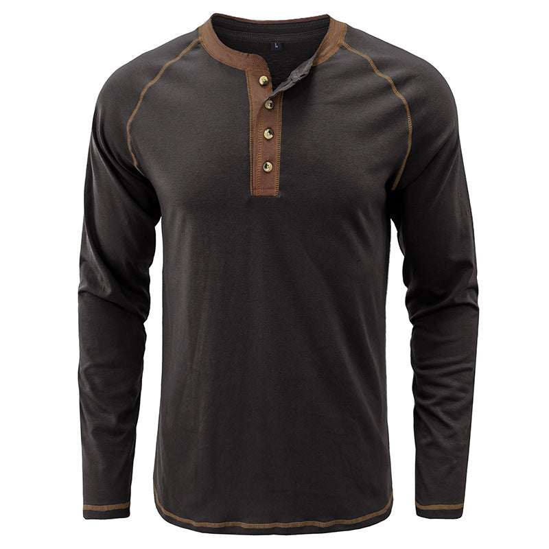 Fashion Cotton Henley Collar T-Shirt