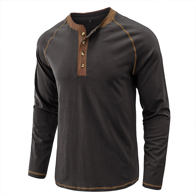 Fashion Cotton Henley Collar T-Shirt