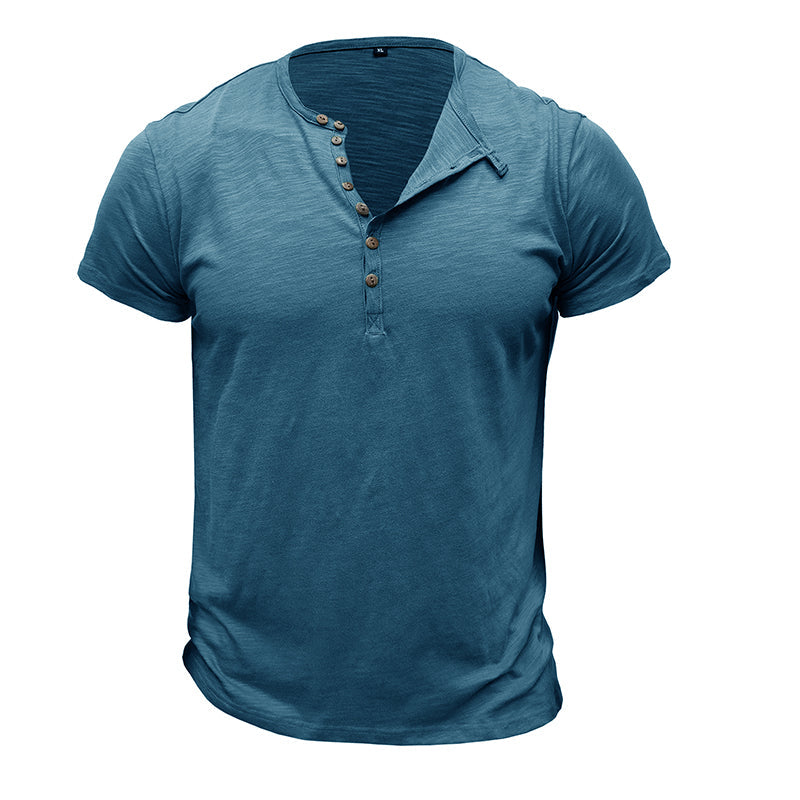 Short Sleeve Cotton Henley