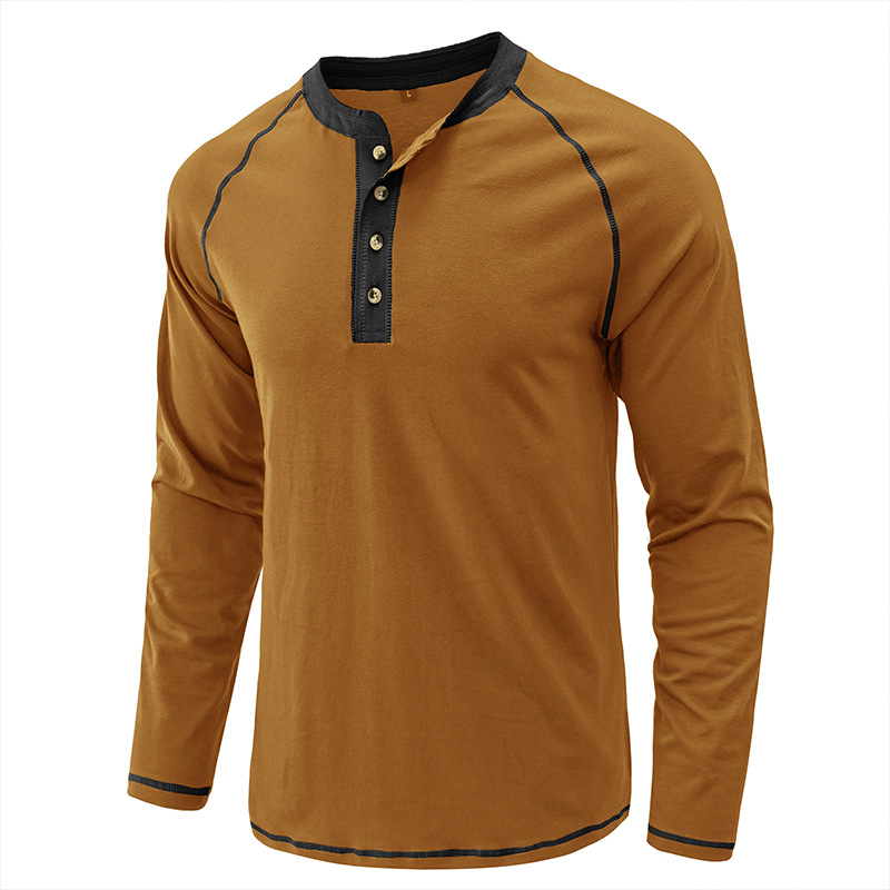 Cotton Henley Collar T-Shirt