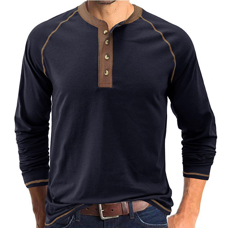 Fashion Cotton Henley Collar T-Shirt