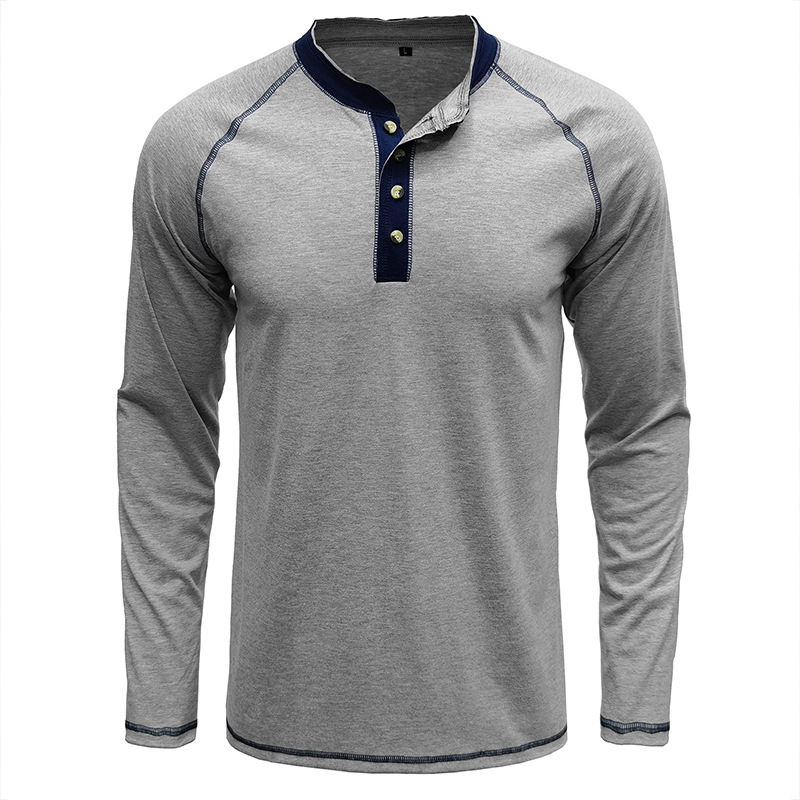 Cotton Henley Collar T-Shirt