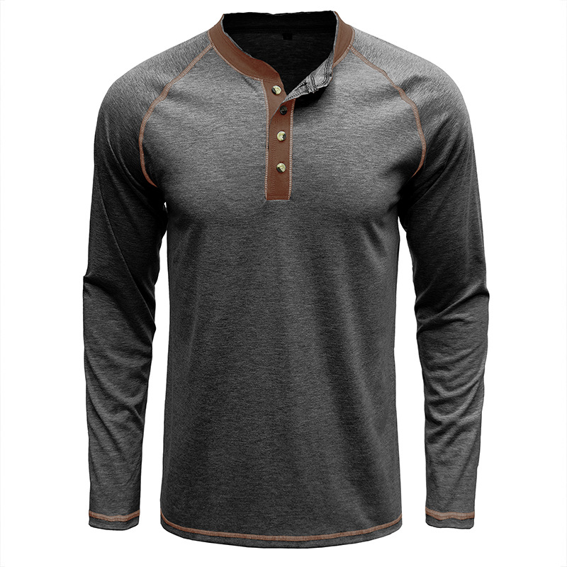 Cotton Henley Collar T-Shirt