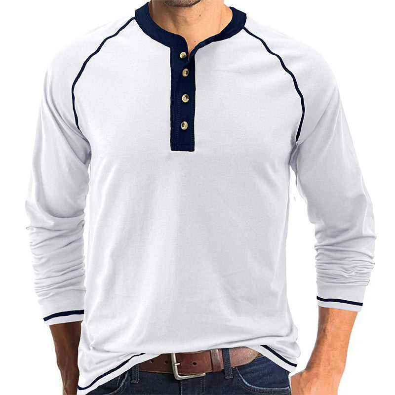 Fashion Cotton Henley Collar T-Shirt