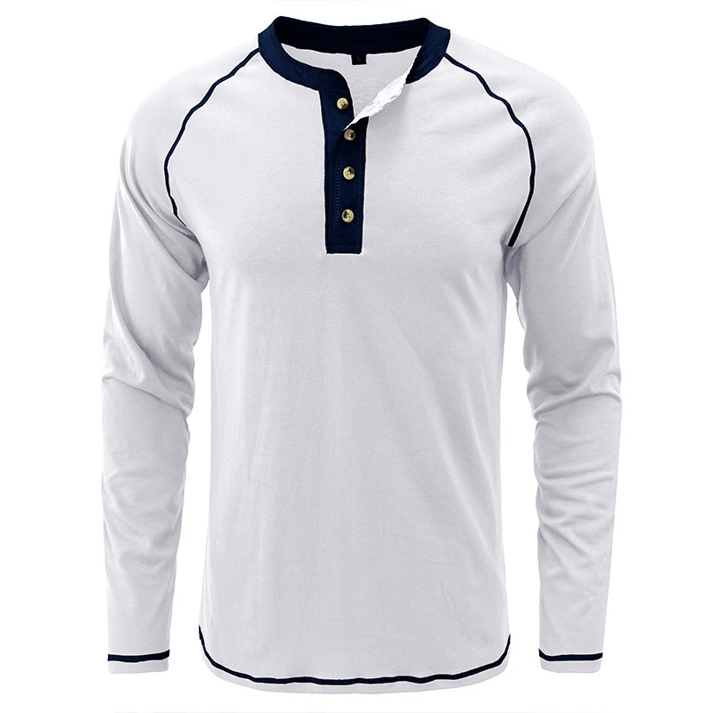 Fashion Cotton Henley Collar T-Shirt