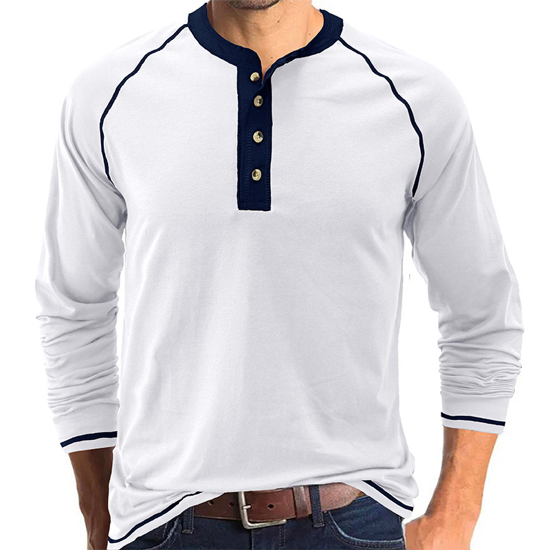 Cotton Henley Collar T-Shirt