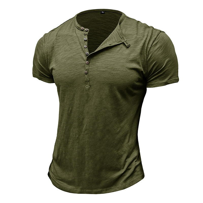 Short Sleeve Cotton Henley