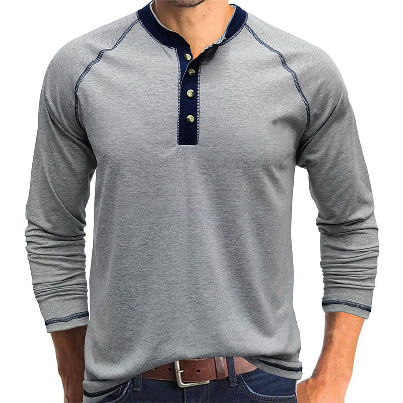 Modisches Baumwoll-T-Shirt mit Henley-Kragen