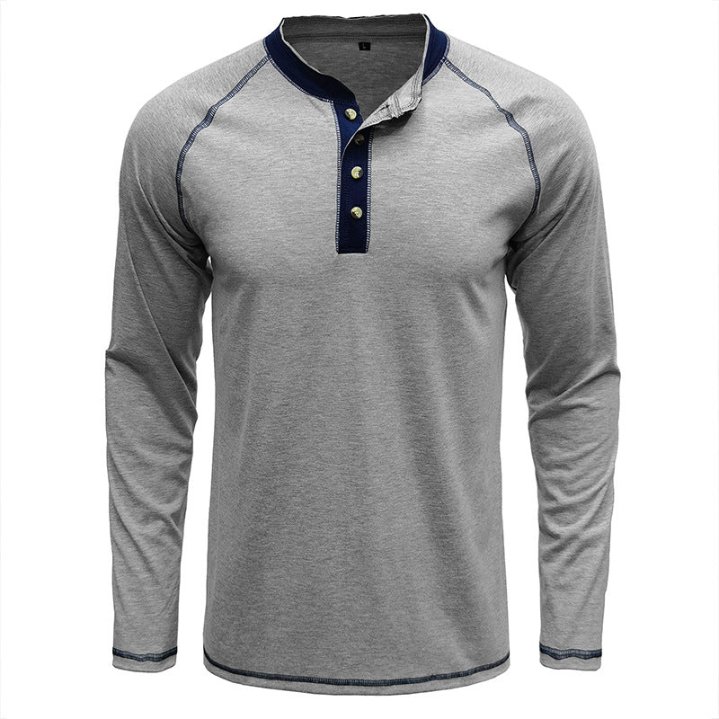 Fashion Cotton Henley Collar T-Shirt