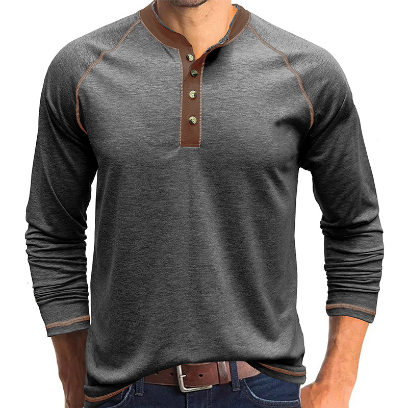 Cotton Henley Collar T-Shirt