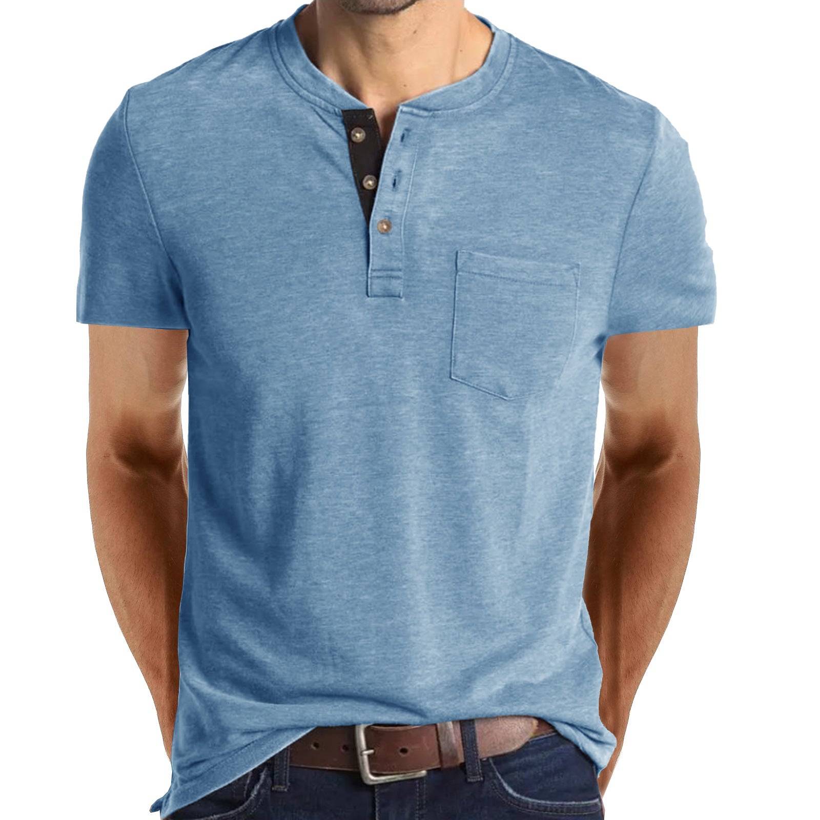 Light blue 2025 henley shirt