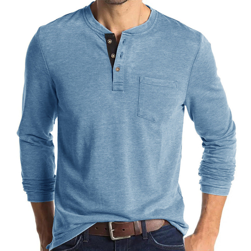 Chemises Henley en coton multicolores à la mode pour hommes