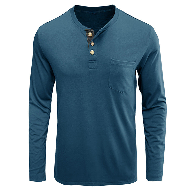 Chemises Henley en coton multicolores à la mode pour hommes